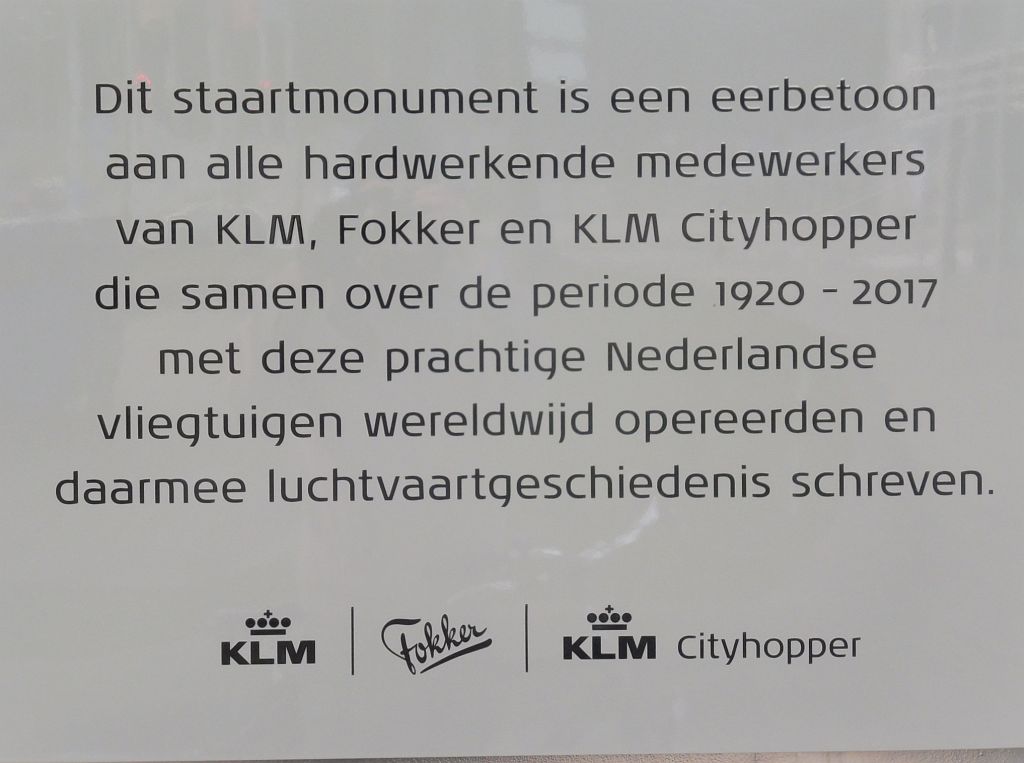 Staartmonument KLM en Fokker Medewerkers - Amsterdam
