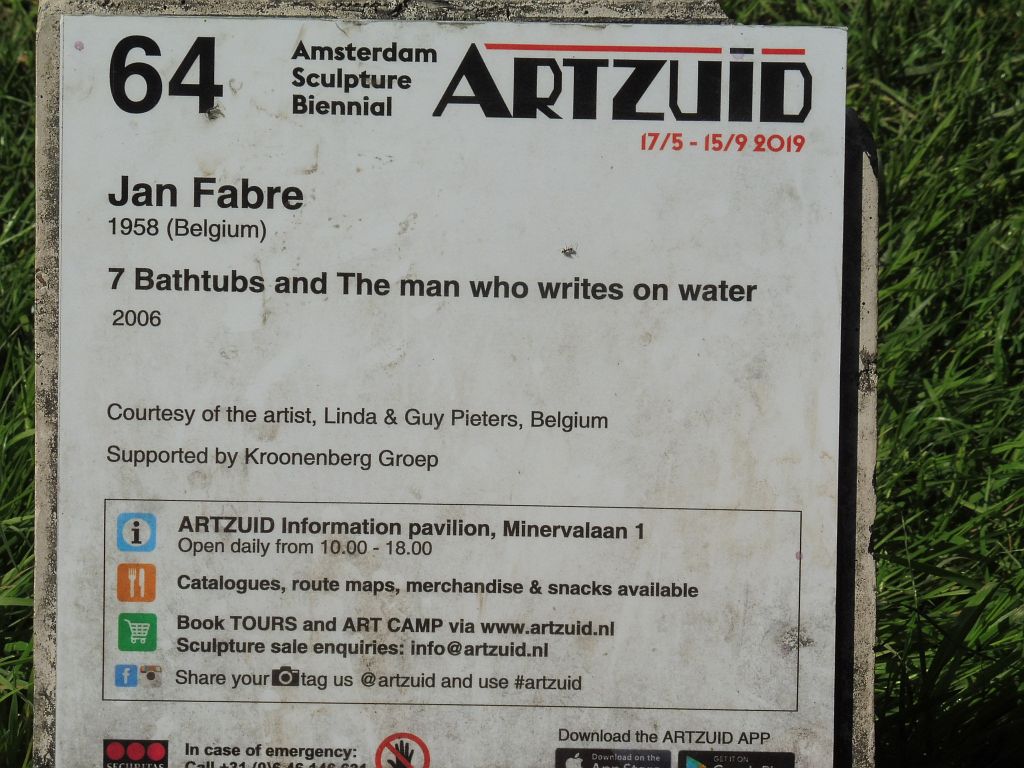 ArtZuid 2019 - Jan Fabre - 7 Bathtubs and The man who writes on water - Amsterdam